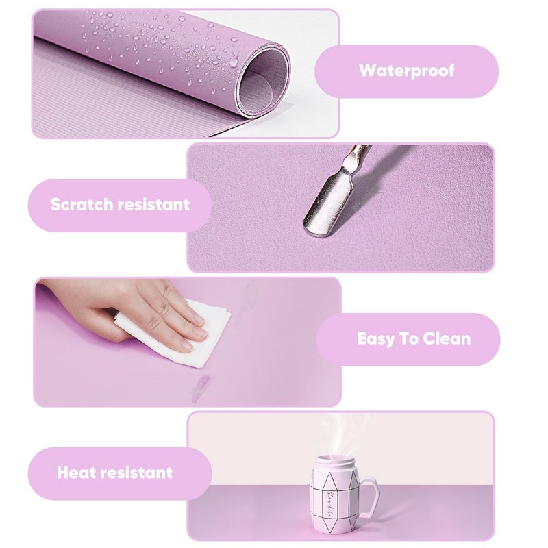 Subay Nail Table Mat, (MAT ONLY) Nail Arm Rest Mat for Nail Tech, Soft Microfiber PU Leather Nail Art Mat for Manicure Hand Rest, Foldable Nail Desk Pad Nail Tech Must Haves for Hand Stand Pillow - Purple - Image 4